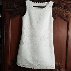 Molly Bracken White Laser Cut Scalloped Dress